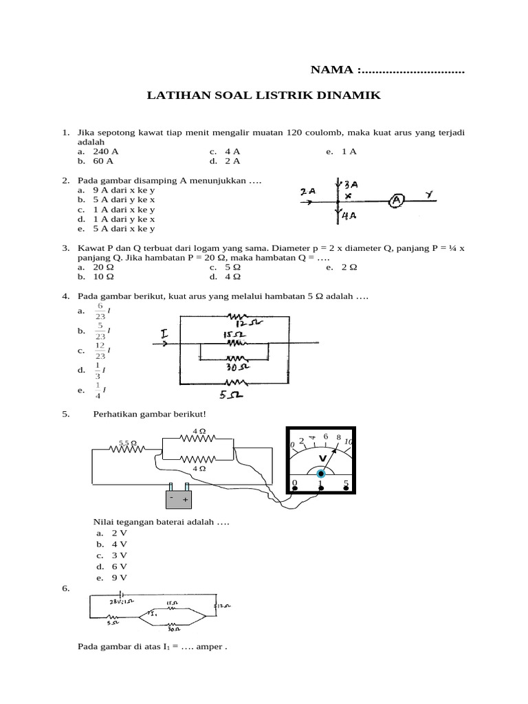 Latihan Soal Listrik Dinamis Kelas 12 | PDF