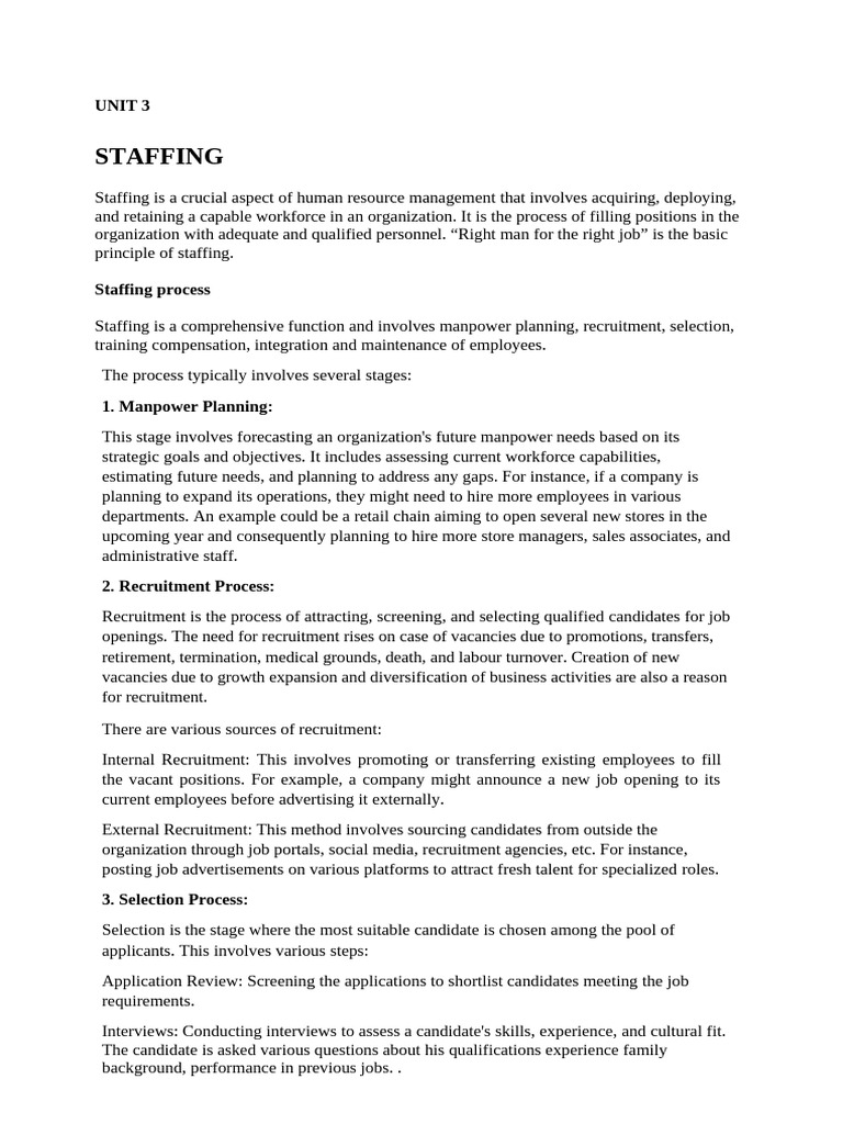 Staffing: Unit 3 | PDF | Motivational | Motivation