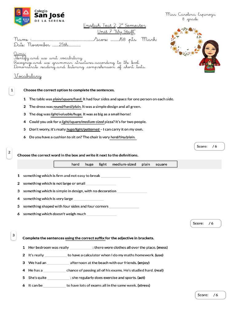 English Test 4: Vocabulary & Grammar | PDF | Chess Theory | Chess