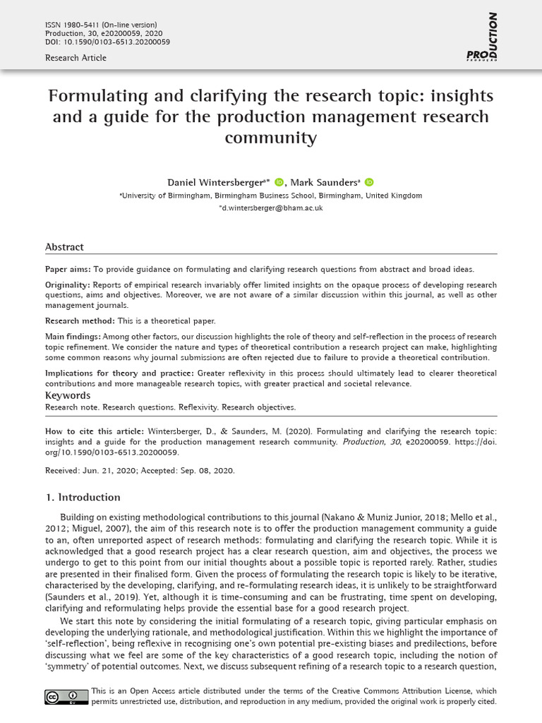 Formulating and Clarifying the Research Topic Insi | PDF | Theory ...
