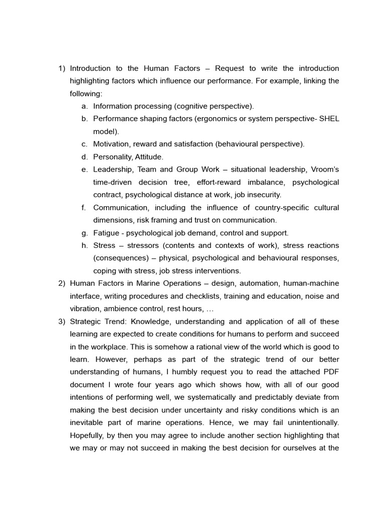 Human Factors Impacting Performance | PDF | Risk | Decision Making