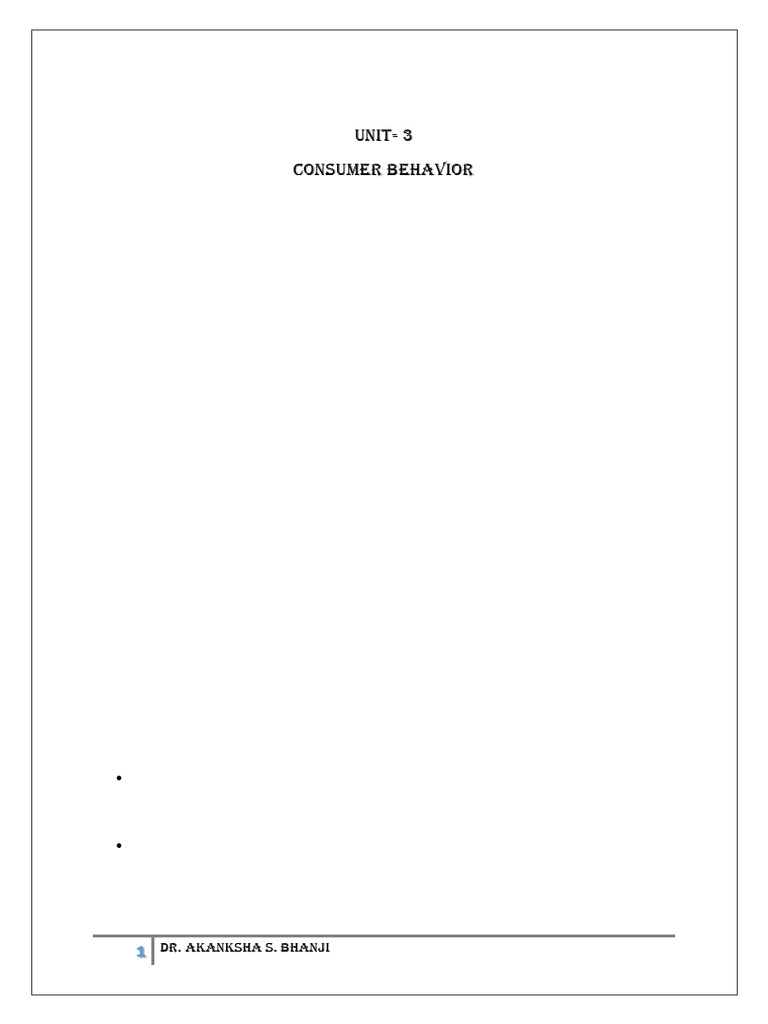 Unit 3 - Consumer Behaviour | PDF | Consumer Behaviour | Behavior