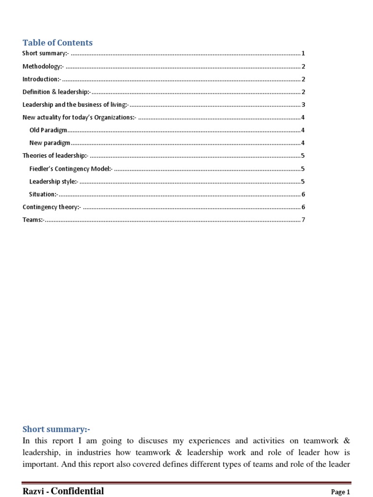 Leadership assignment picture