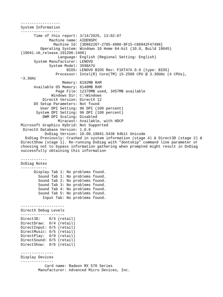 Audio and Graphics Device Report | PDF | Codec | Usb