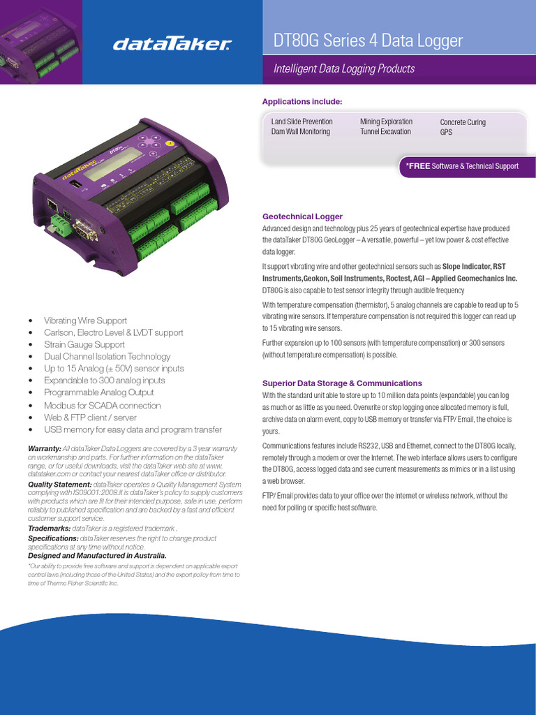 DT80G GeoLogger: Advanced Data Logging Solutions | PDF | Usb | World ...