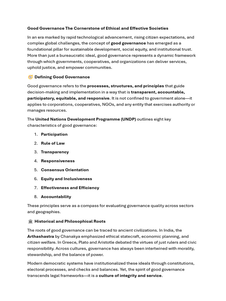 Good Governance | PDF | Governance | Good Governance