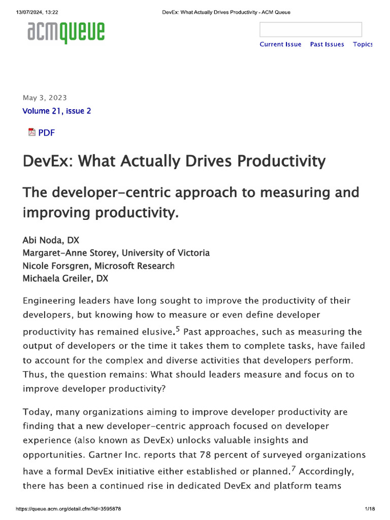 DevEx - What Actually Drives Productivity | PDF