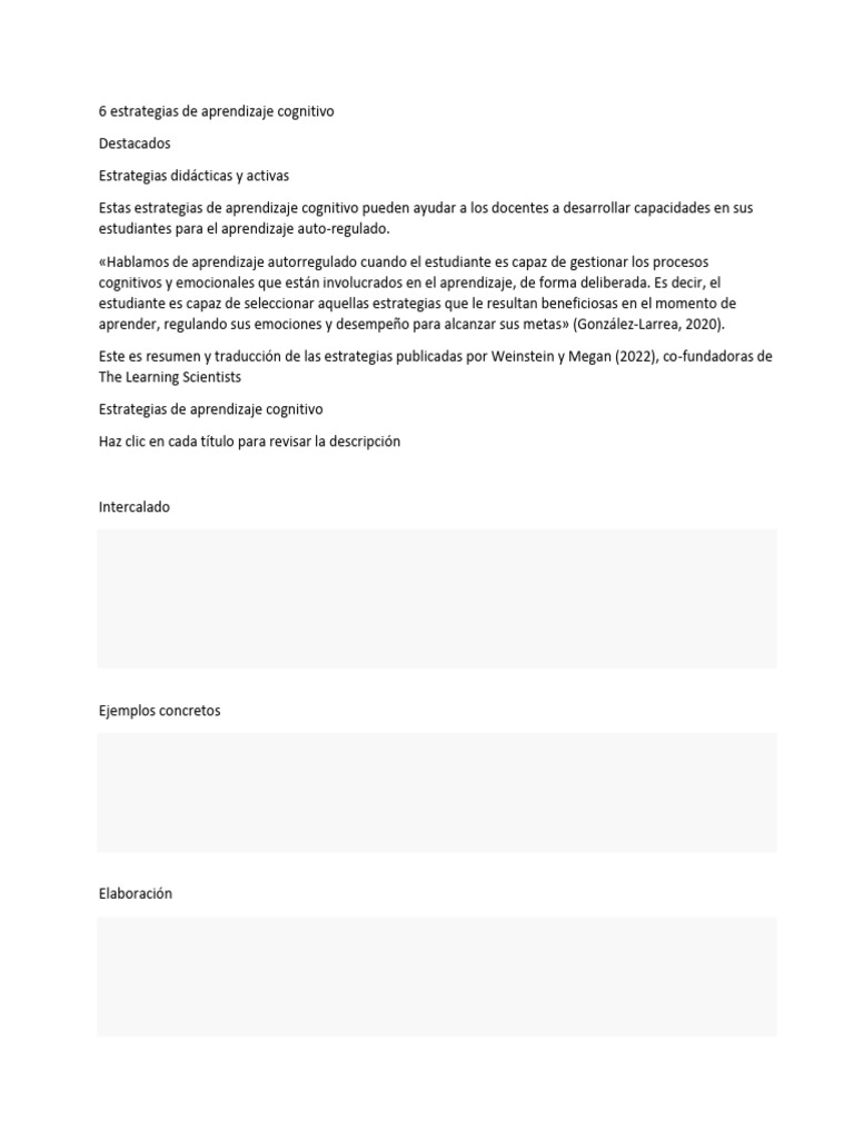 6 Estrategias de Aprendizaje Cognitivo | PDF | Aprendizaje | Cognición