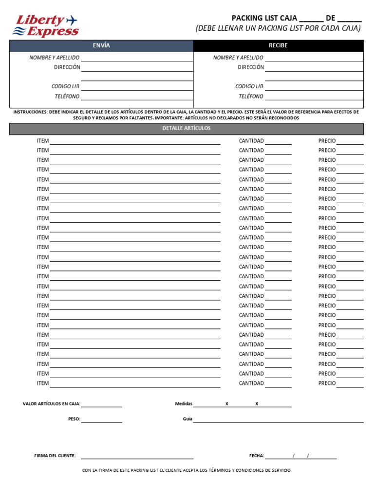 Lista de Empaque para Envíos | PDF | Informática