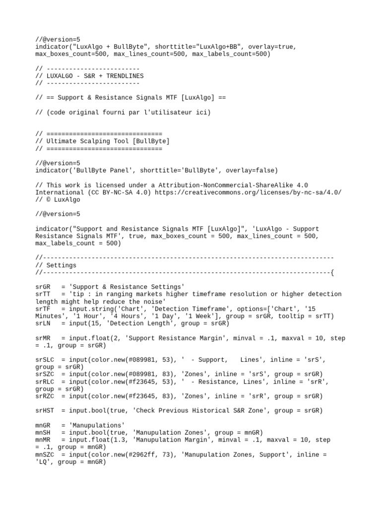 LuxAlgo & BullByte Trading Indicators | PDF | Computer Programming