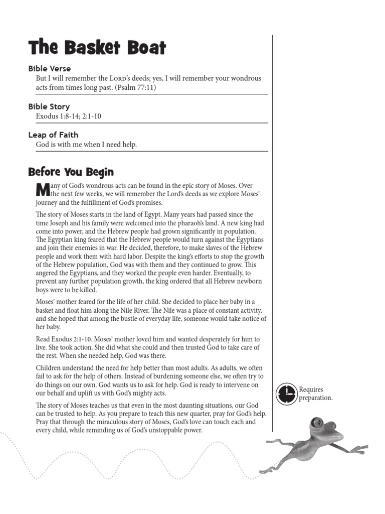 Moses' Basket Boat Bible Lesson | PDF | Book Of Exodus