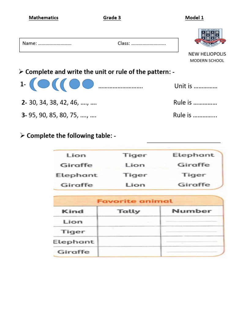 Grade 3 Math Patterns and Rules | PDF