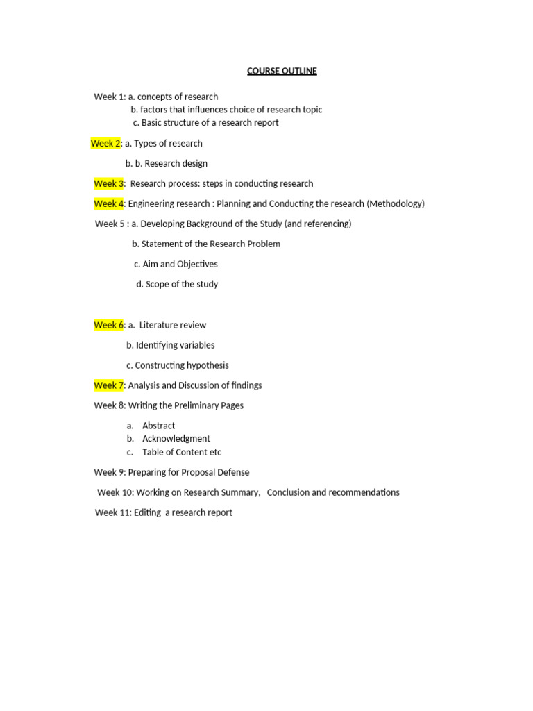 Research Methodology Course Outline | PDF