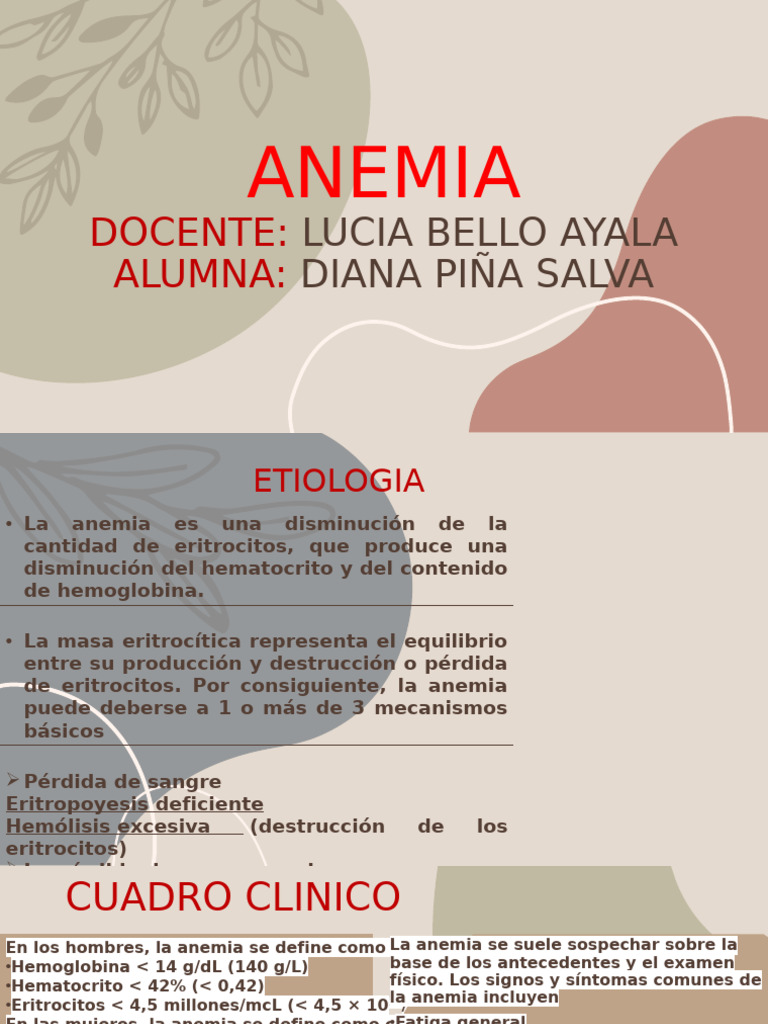 Causas y Diagnóstico de Anemia | PDF | Anemia | Glóbulo rojo