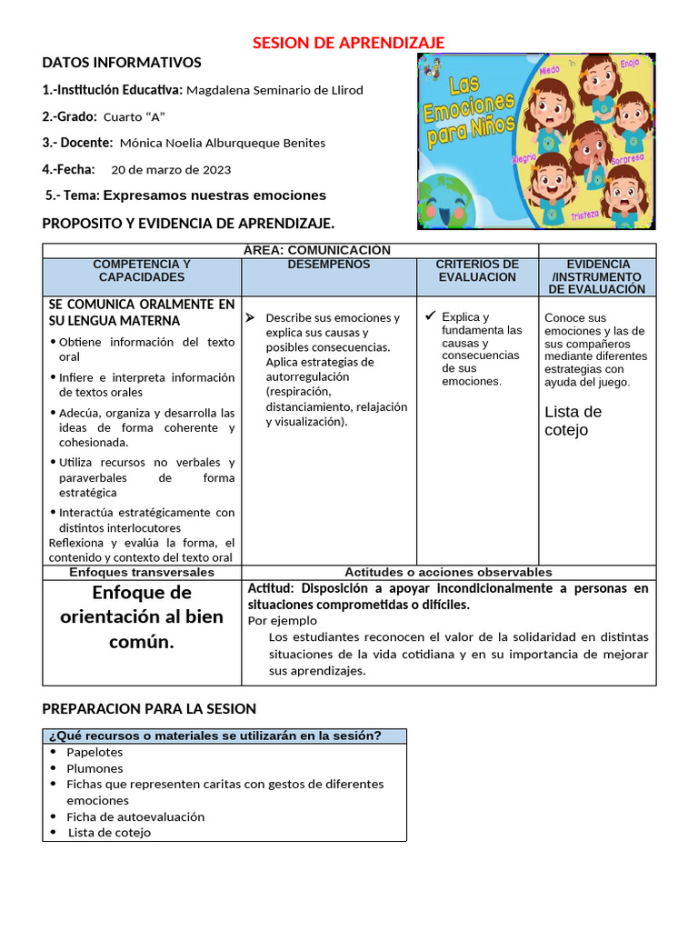 2 Sesion | PDF | Las emociones | Aprendizaje