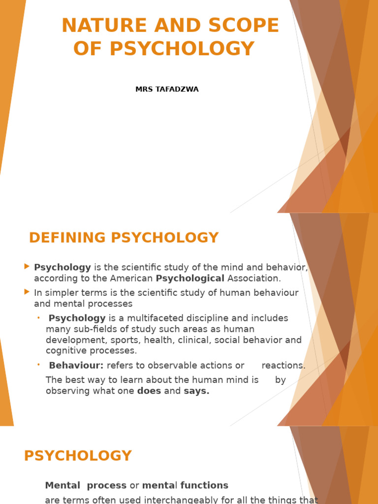 Overview of Psychology's Nature and Scope | PDF | Psychology | Cognition