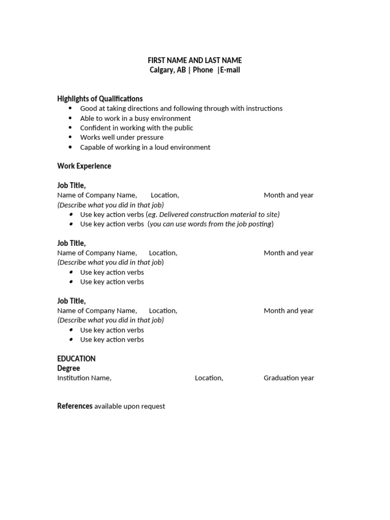 Labourer CV Template Guide | PDF