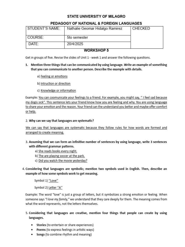 Language Communication Workshop Guide | PDF | Word | Verb