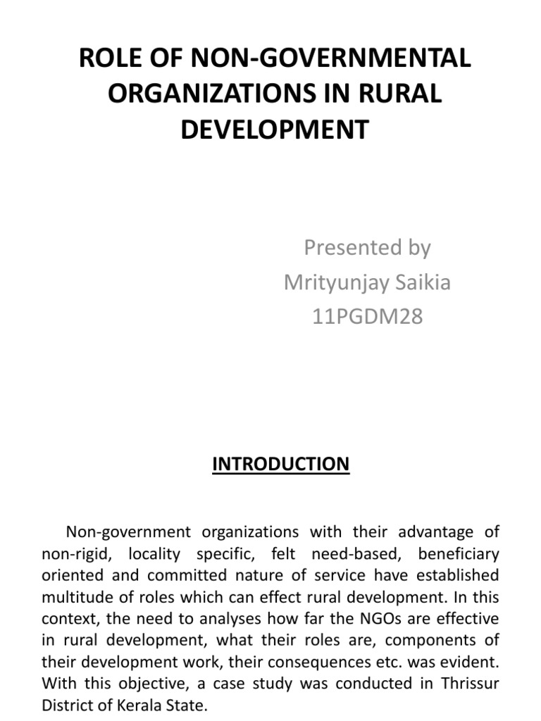 NGO Roles in Rural Development in Thrissur | PDF | Non Governmental ...