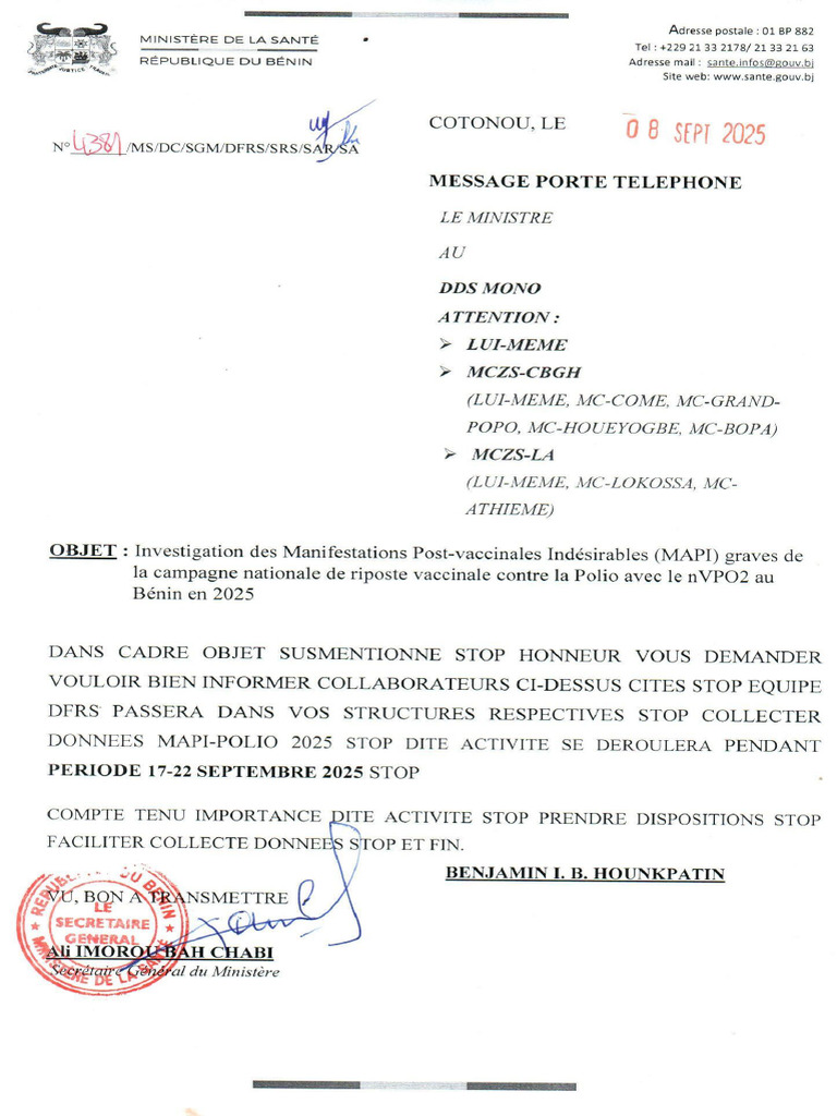 Message DDS-MONO Du 17-22 Septembre 25 | PDF