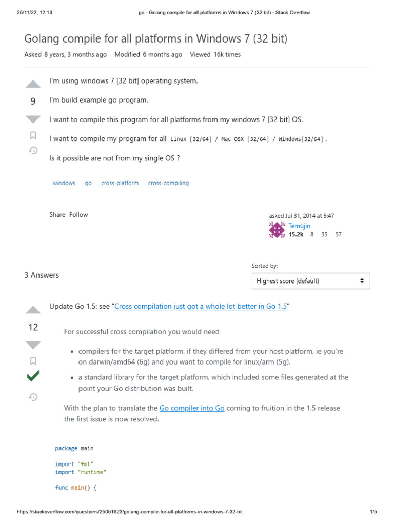 Go - Golang Compile For All Platforms in Windows 7 (32 Bit) - Stack ...
