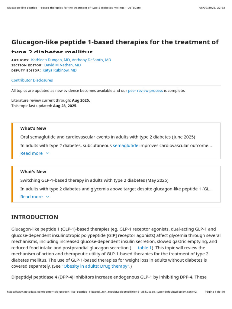Glucagon-Like Peptide 1-Based Therapies For The Treatment of Type 2 ...