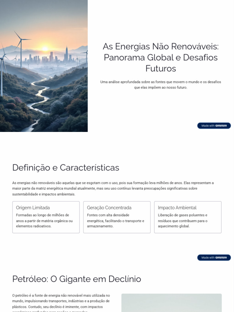 Desafios das Energias Não Renováveis | PDF | Geração de eletricidade ...