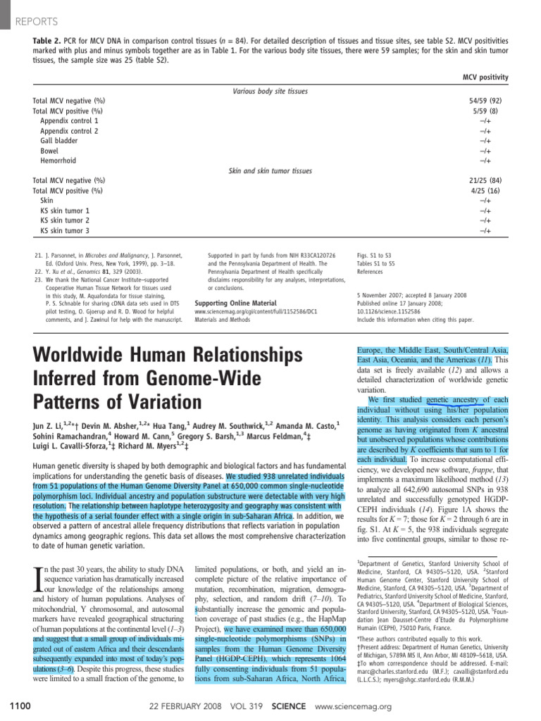 Global Genetic Ancestry Patterns | PDF | Genetic Variation | Single ...