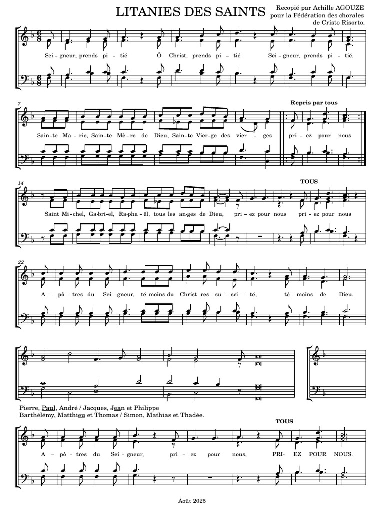 Litanies des Saints en Français | PDF | Anglicanisme | Église catholique