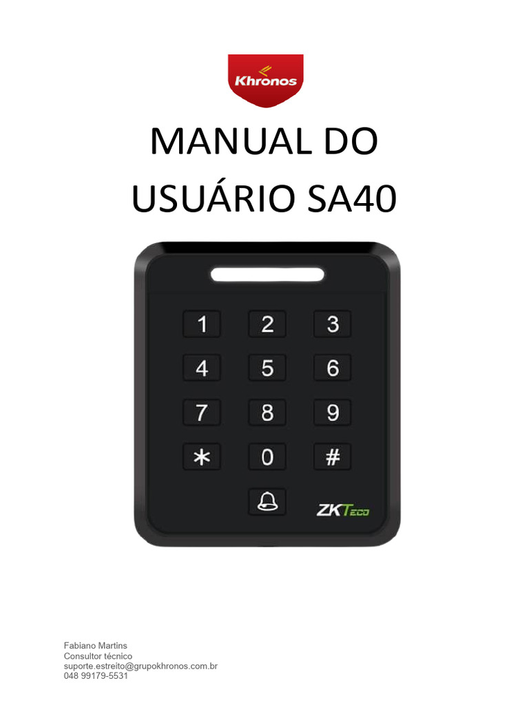 Manual do Usuário ZKTeco SA40 | PDF | Senha | Inicialização (informática)