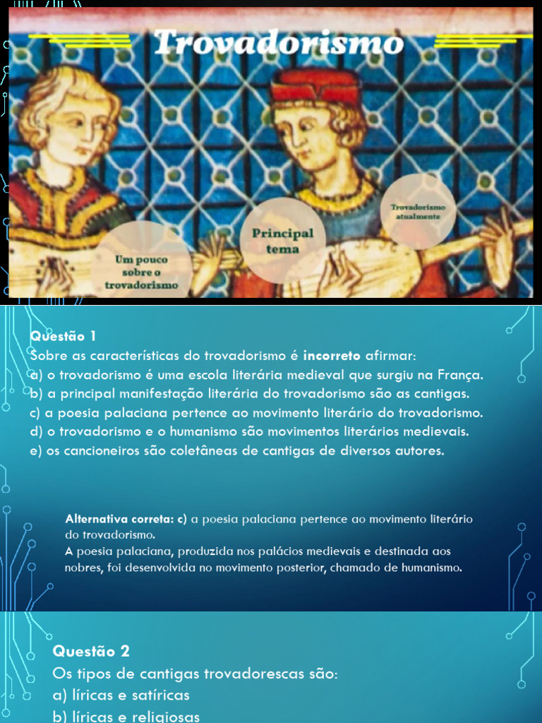 Características e Questões do Trovadorismo | PDF