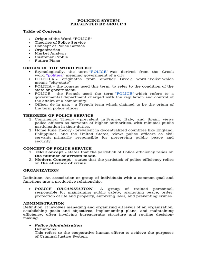 Policing System Group 1 1 | PDF | Police | Law Enforcement