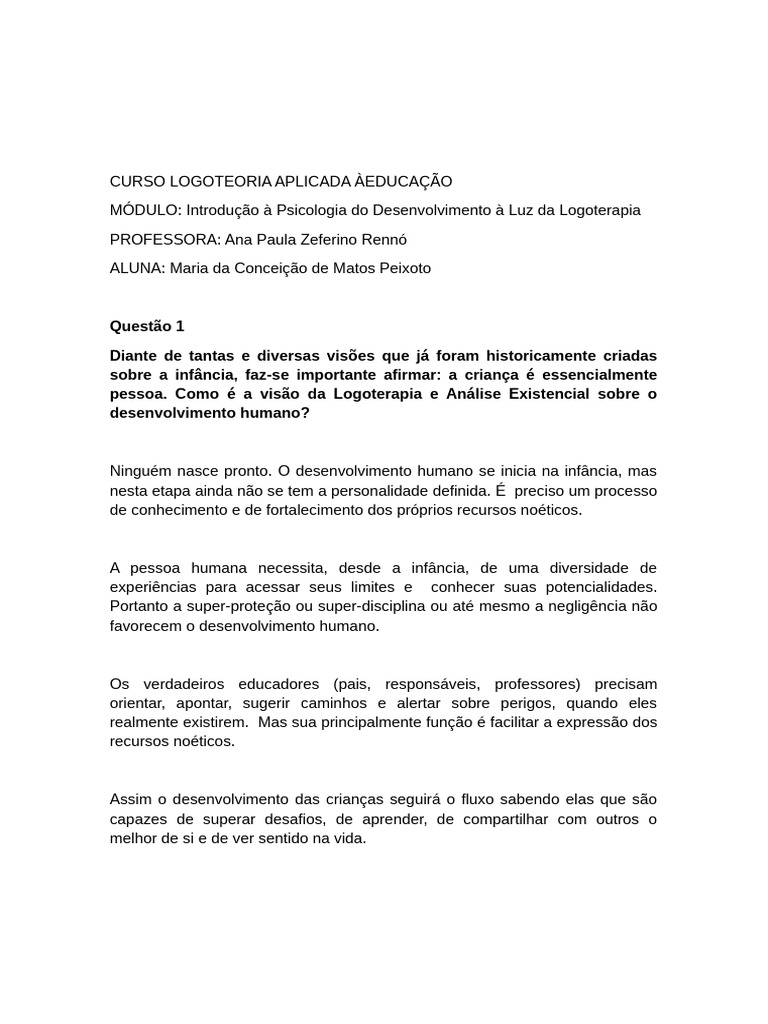 Modulo Introduçao A Psicologia A Luzda Logoterapia - Ana Rennó | PDF ...