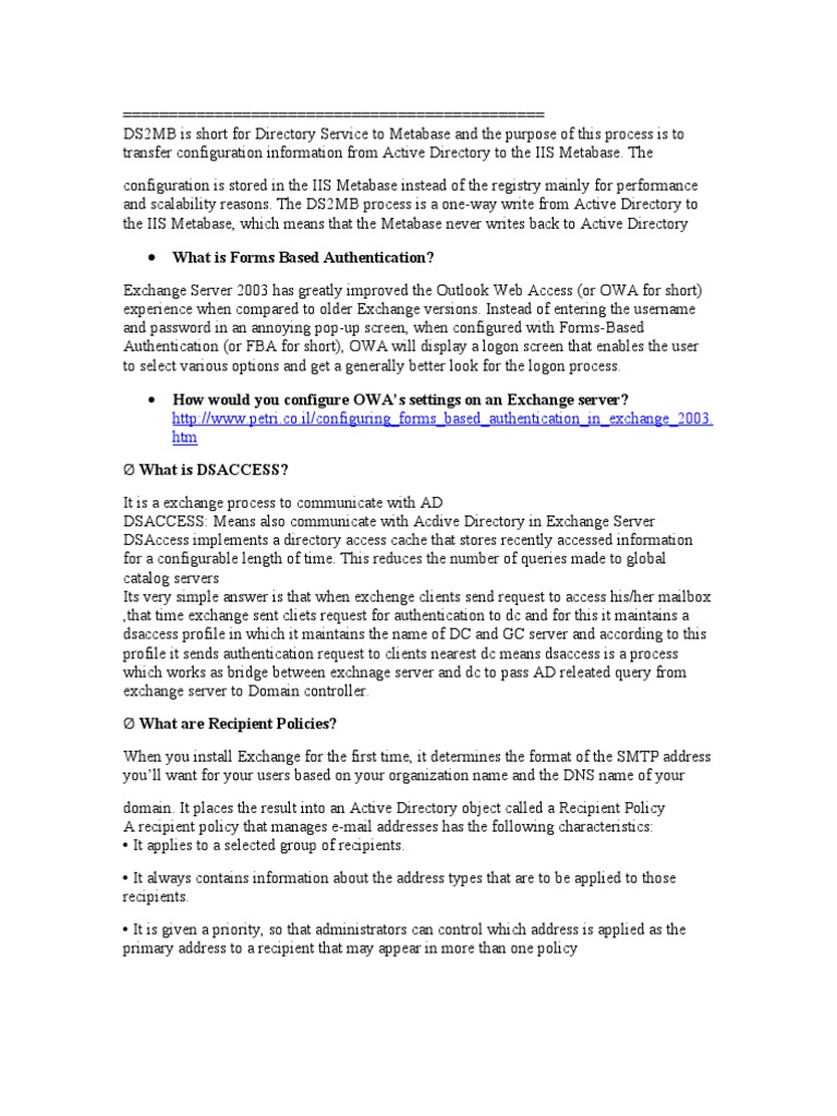Interview Questions Active Directory Computer Cluster