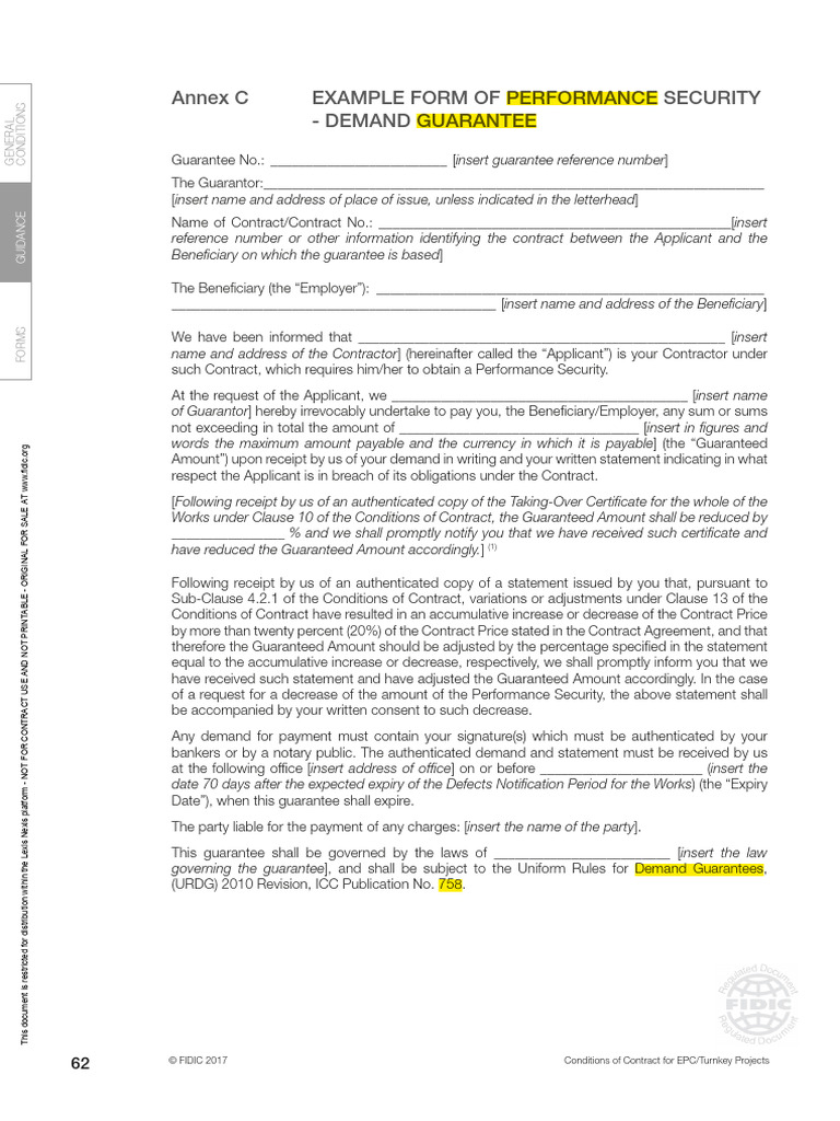 Performance Security Demand Guarantee Form | PDF | Receipt | Business