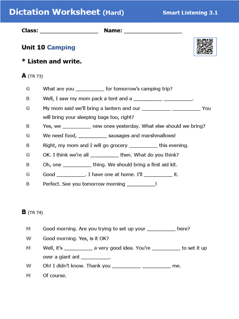 Camping Trip Preparation Worksheet | PDF