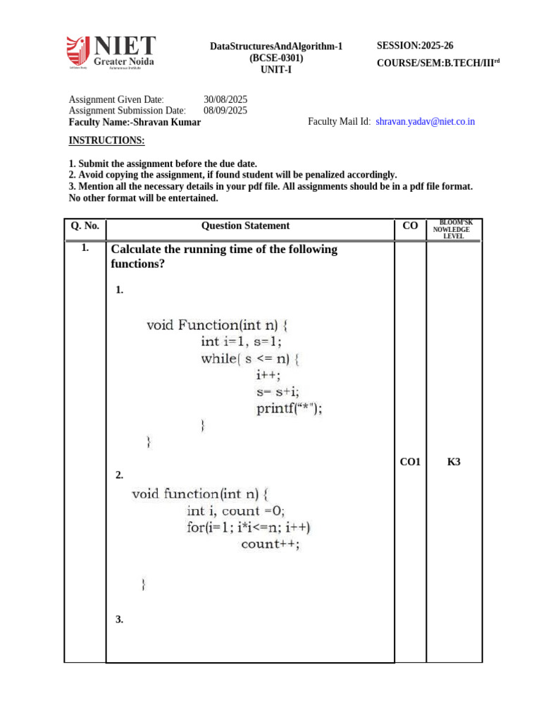 Data Structures & Algorithms Assignment 2025 | PDF | Recurrence ...