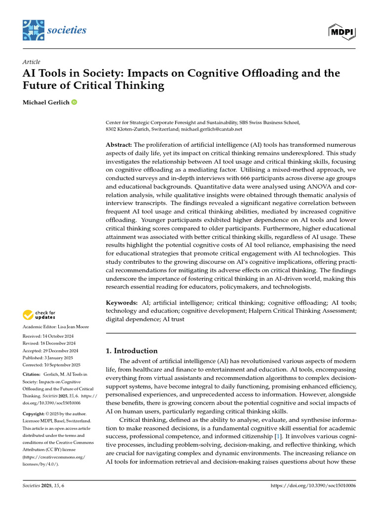 AI Tools' Impact on Critical Thinking | PDF | Critical Thinking ...