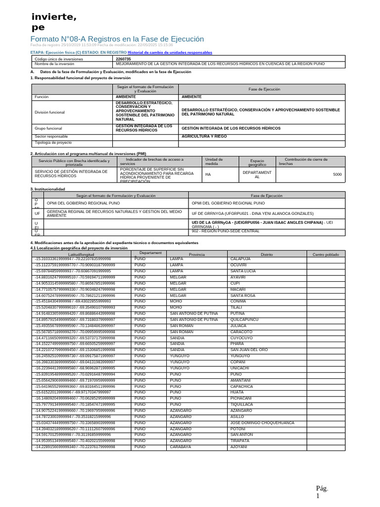 Formato N°08-A Registros en La Fase de Ejecución - ANEXO 1 | PDF ...