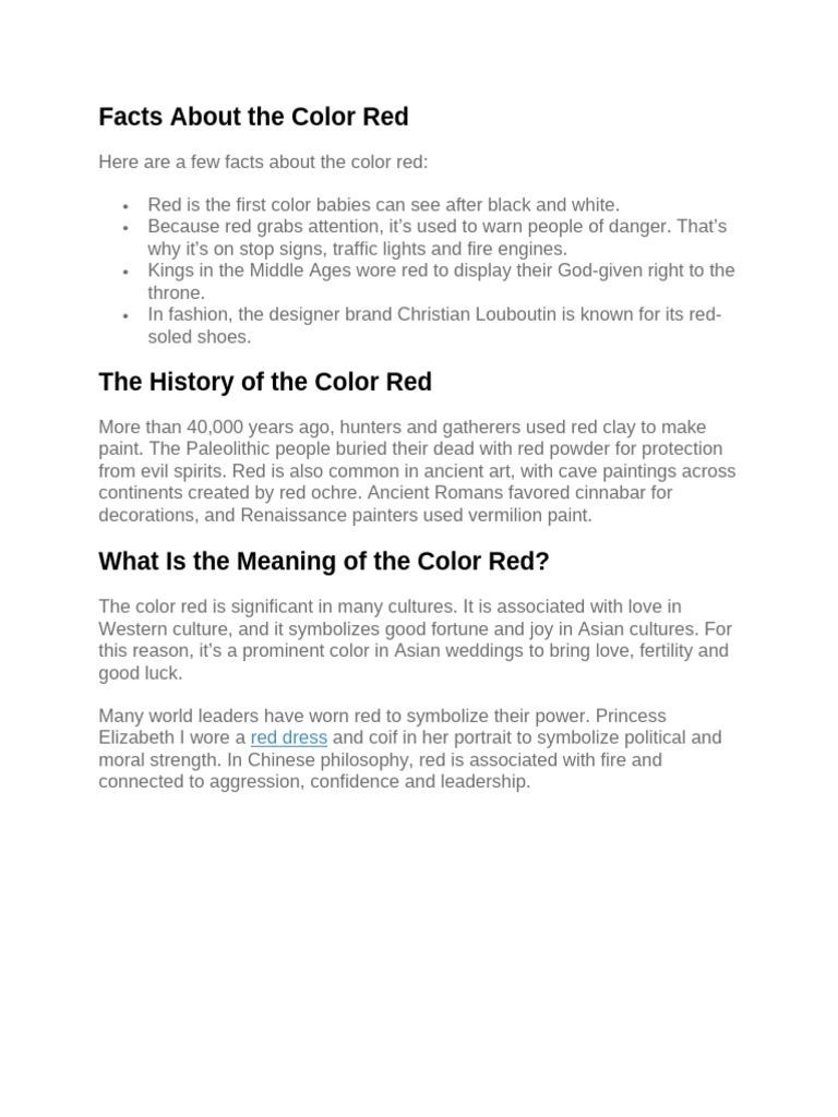 Fascinating Facts About the Color Red PDF