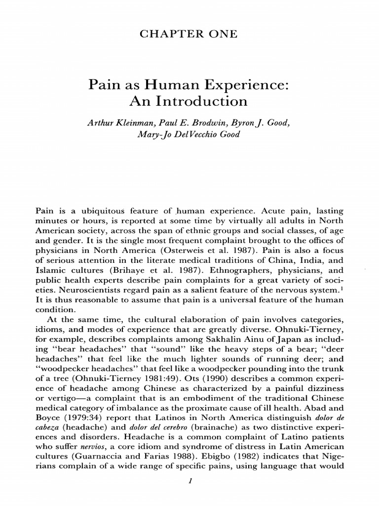 Pain As Human Experience Introduction | PDF