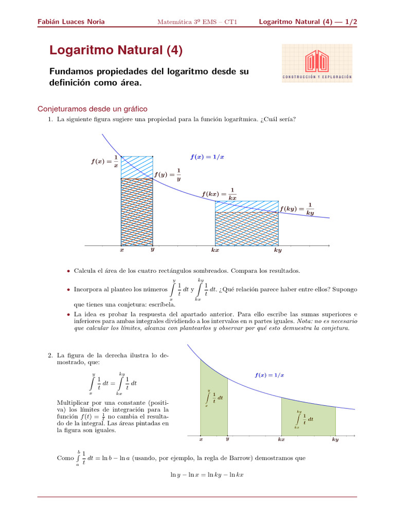 Propiedades del Logaritmo Natural | PDF | Logaritmo | Integral