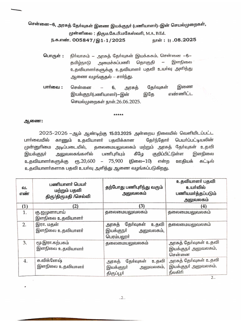 Assistant Promotion Order | PDF