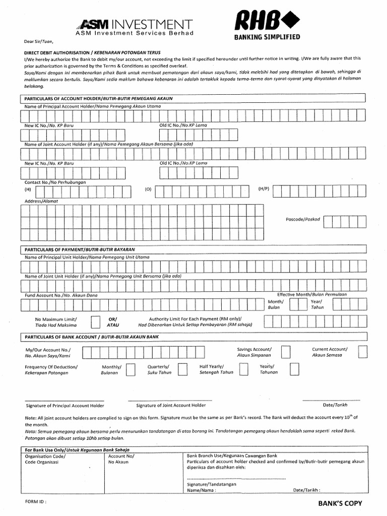 AutoDebit - RHB Bank | PDF