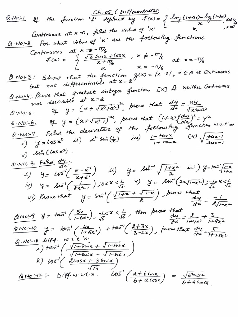 Ch.05 - Test No. 5 Differentiation | PDF