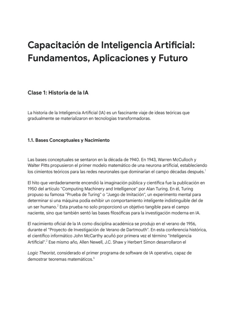 Historia y Fundamentos de la IA | PDF | Inteligencia artificial ...