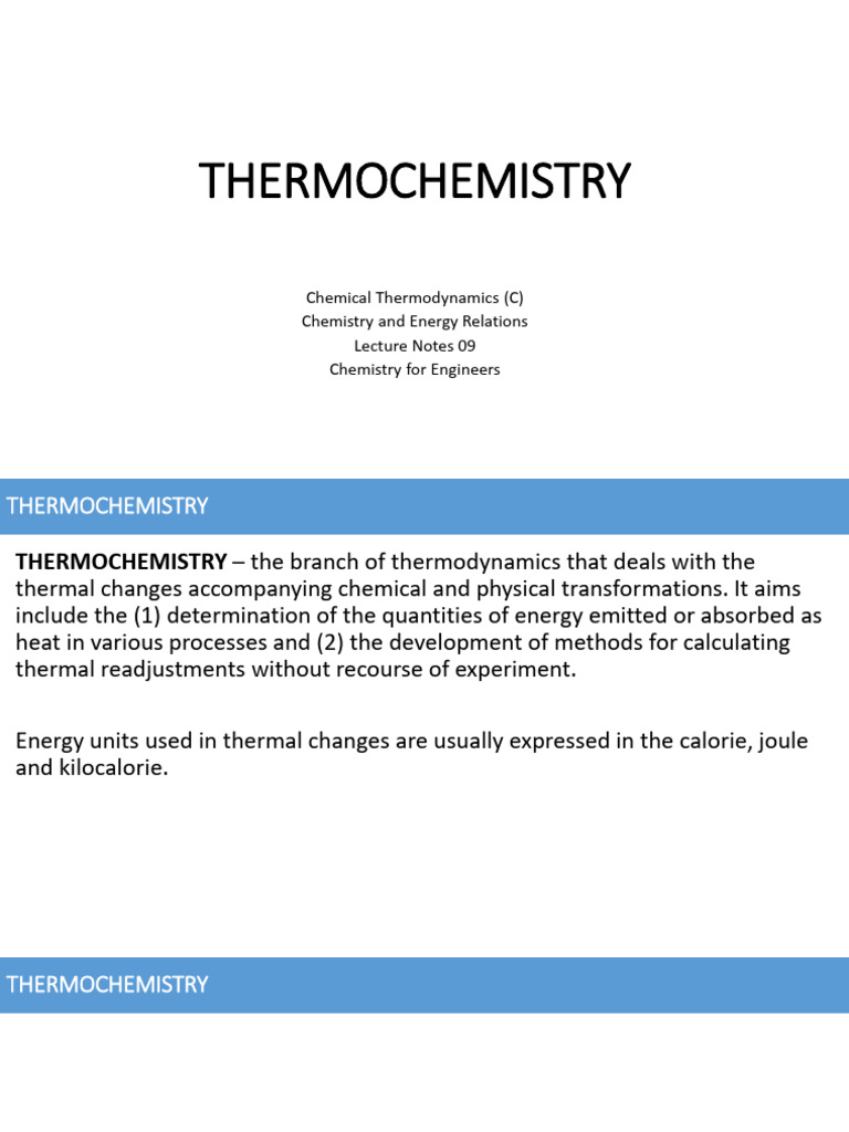 Thermochemistry Lecture Notes | PDF | Heat | Enthalpy