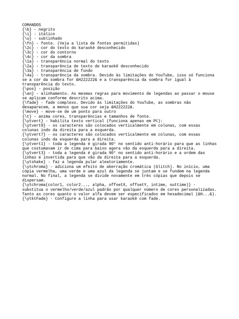 Comandos de Formatação de Texto | PDF