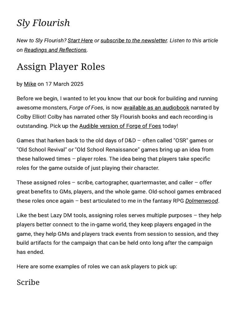 Assigning Player Roles in RPGs | PDF | Dungeons & Dragons | Role ...