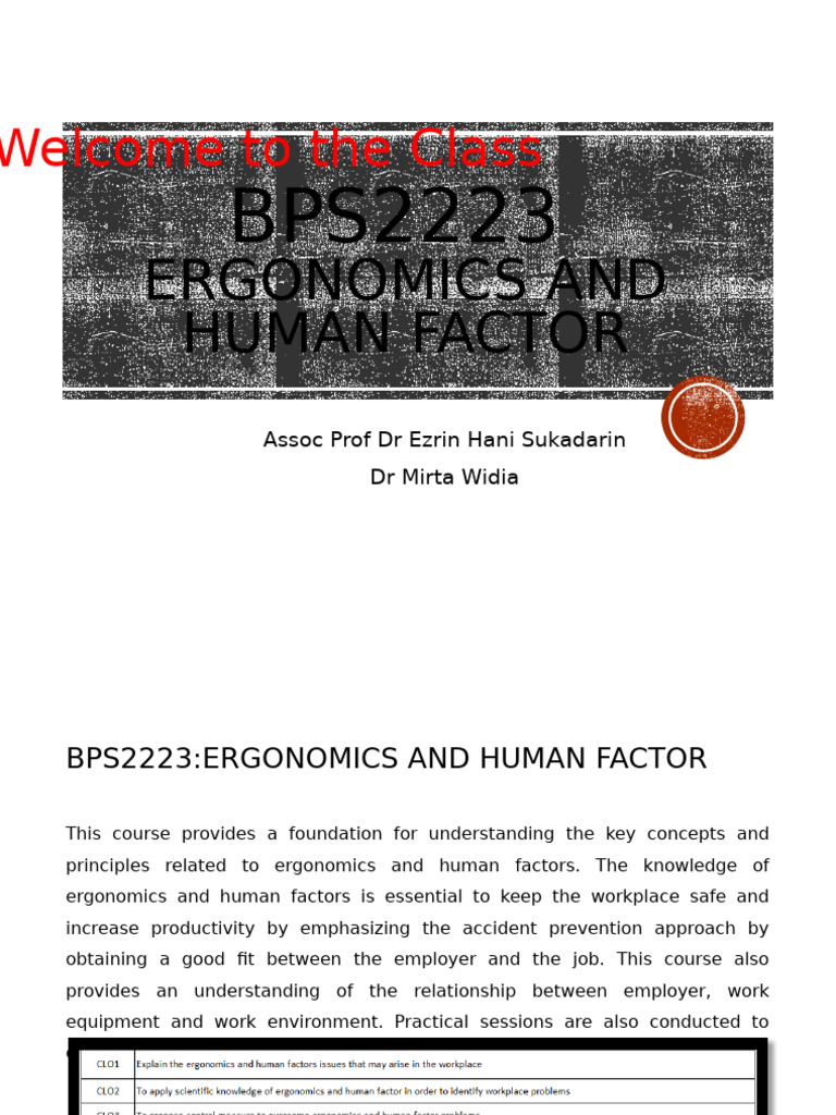 Ergonomics and Human Factors Course Overview | PDF | Occupational ...